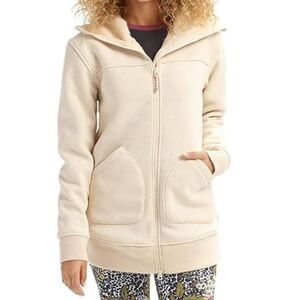 BURTON Minxy Full Zip Sherpa Lined Hoodie in Ivory Heather